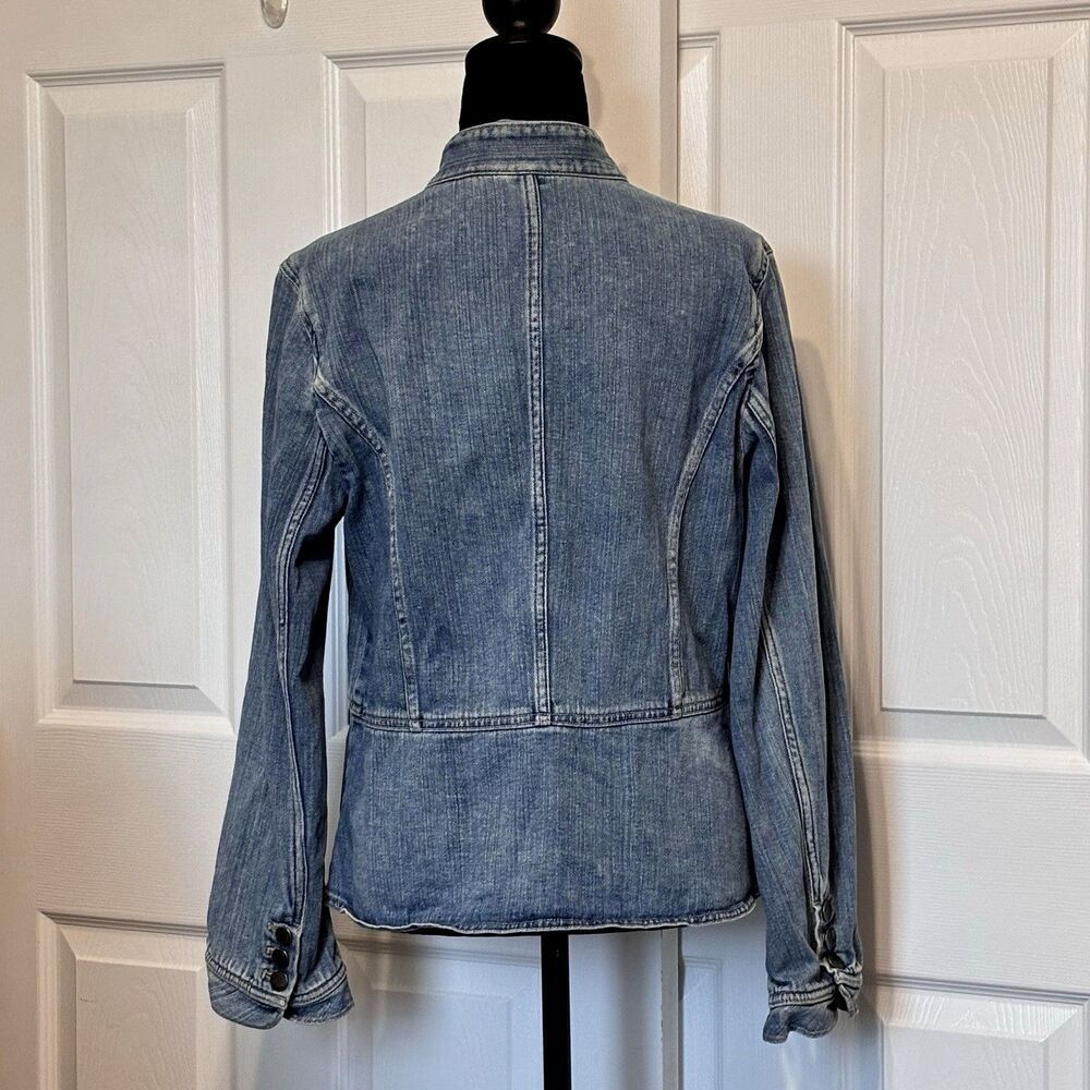 J. JILL VINTAGE Button Down Two Pocket Pleated Classic Blue DENIM JACKET Size M - Picture 2 of 16